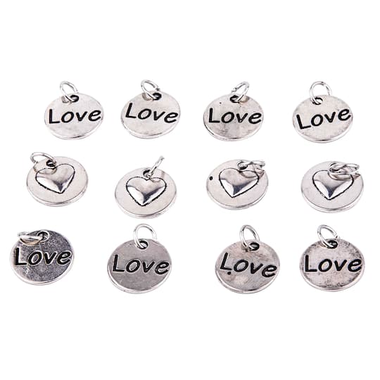 12 Packs: 12 ct. (144 total) Rhodium-Colored Reverse Heart Charms by Bead Landing™